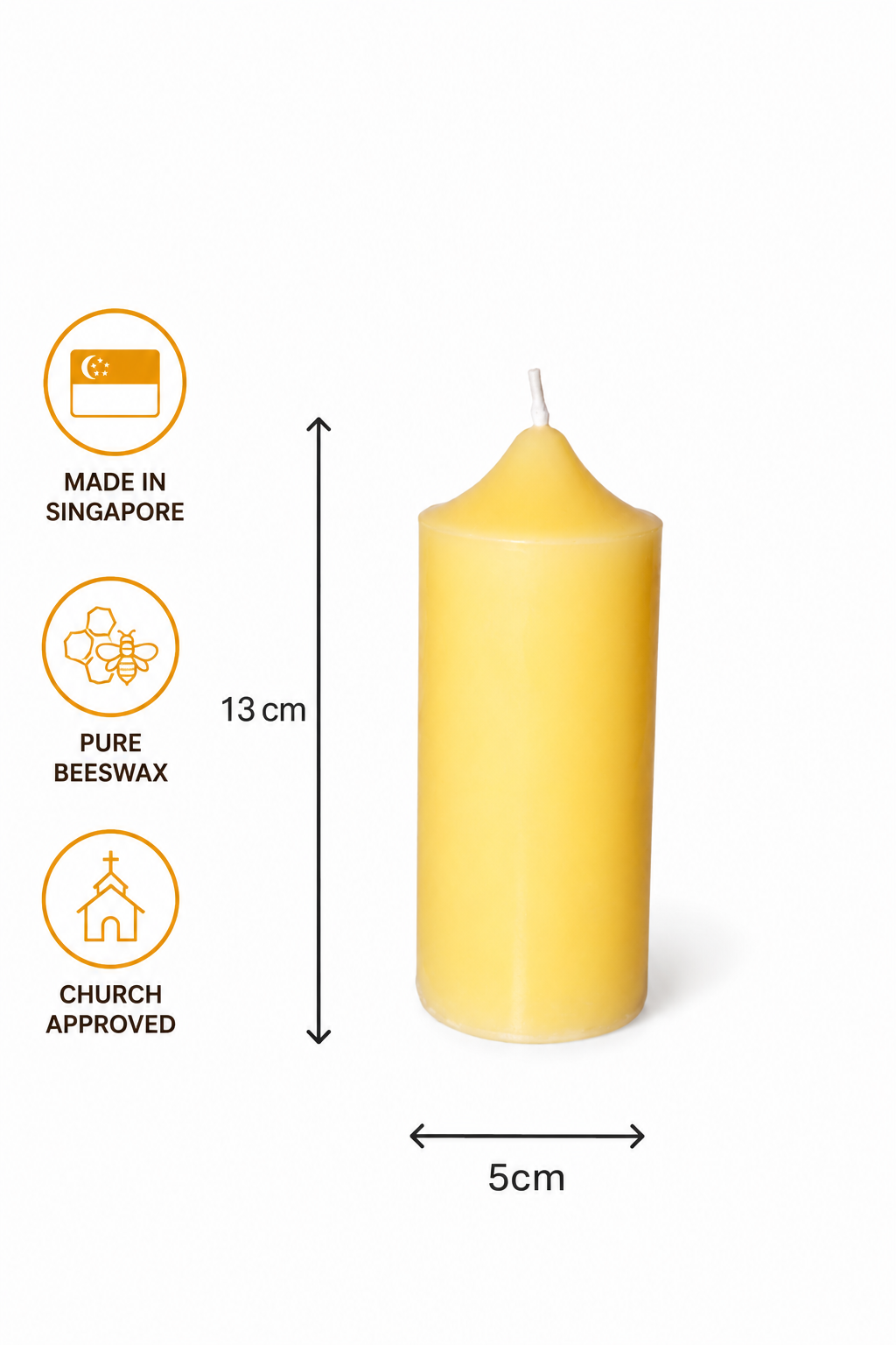 5cm Beeswax Pillar Altar Candle