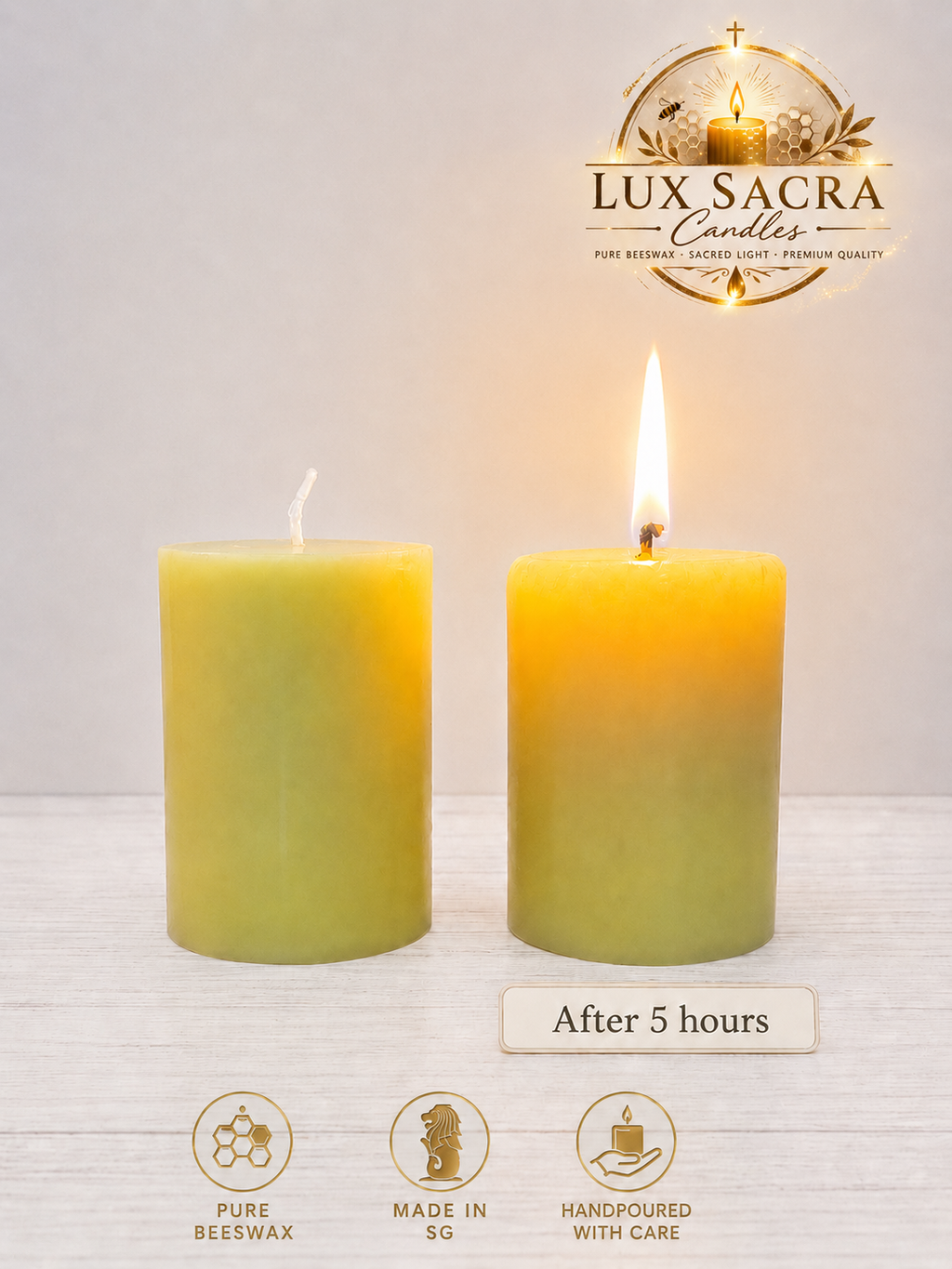 7 x 10cm Beeswax Pillar Candle