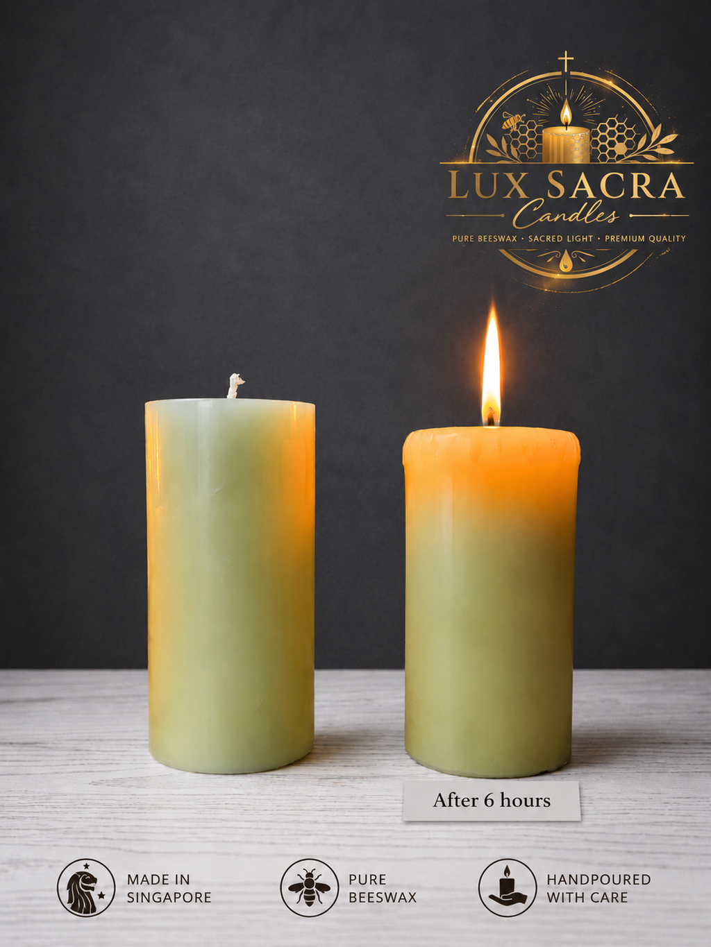 8 x 15cm Home Pascal Pure Beeswax Candle
