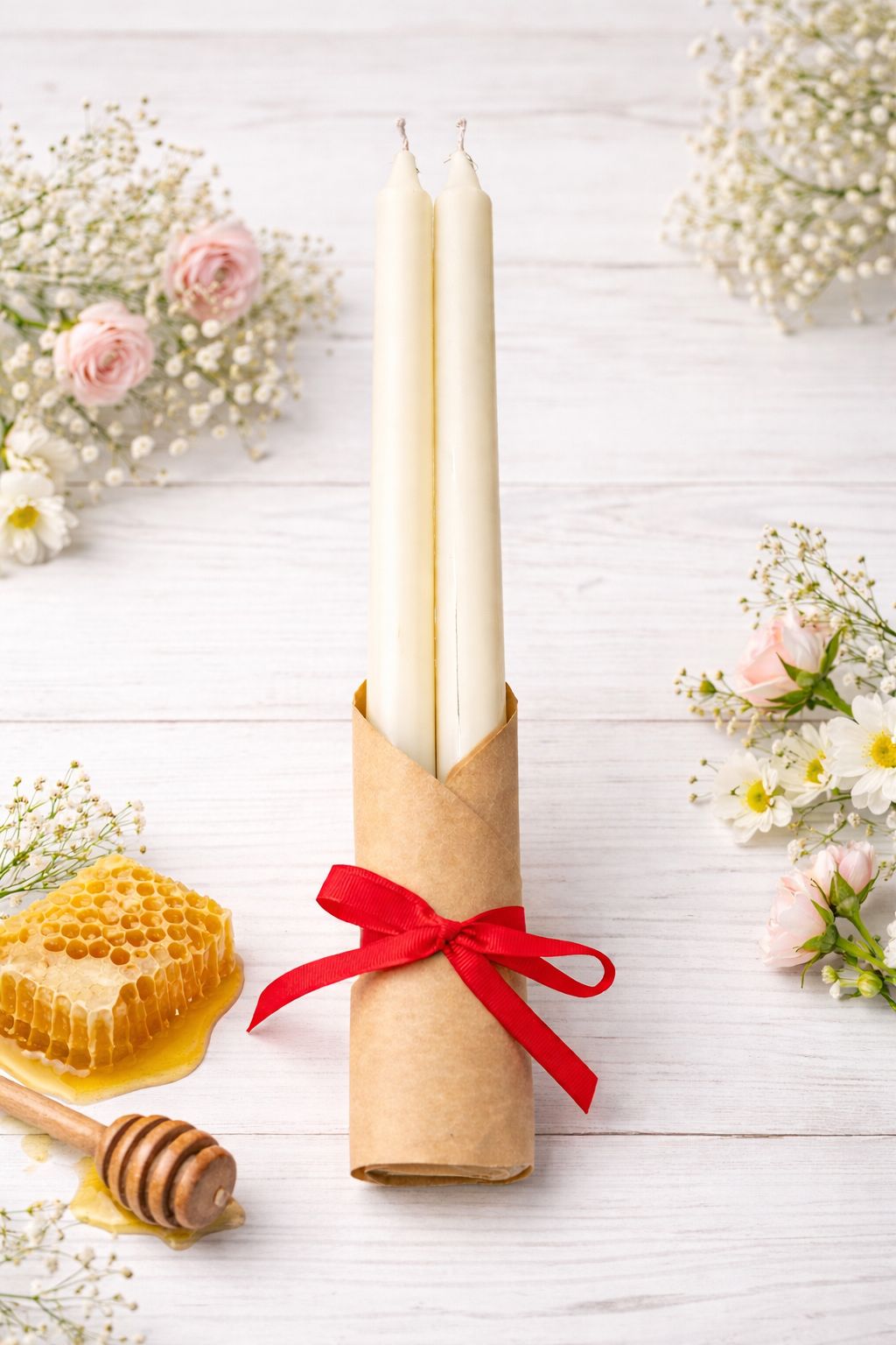 Traditonal Beeswax Candle Pair