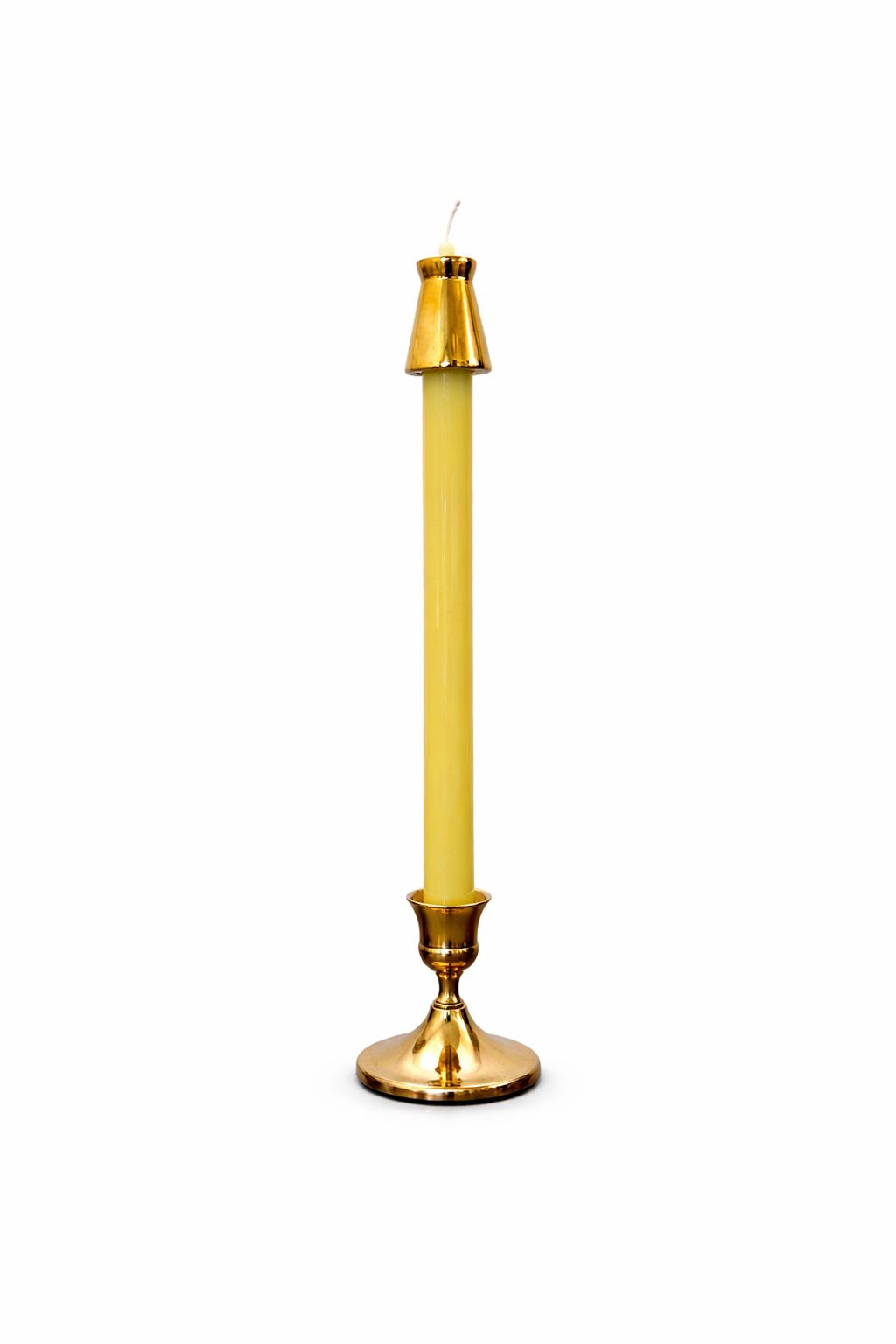 Catholic Church Altar Brass Candle Follower on 2.2cm Beeswax Candle Lux Sacra Singapore