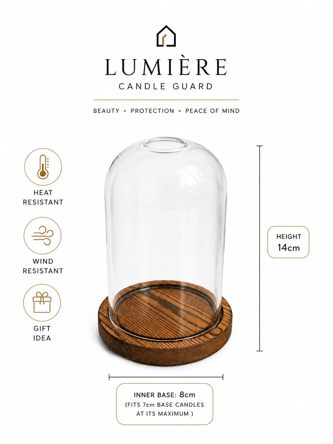 Candle Holder with Wind Shield for Pillar Candles