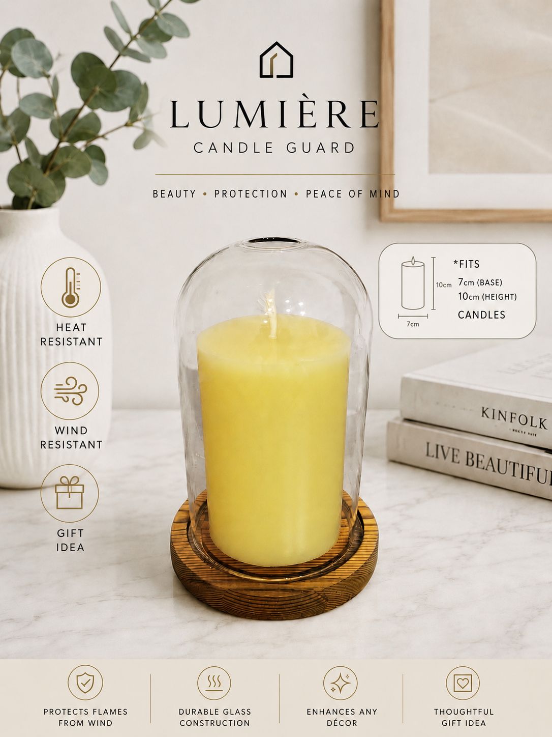 Candle Holder with Wind Shield for Pillar Candles