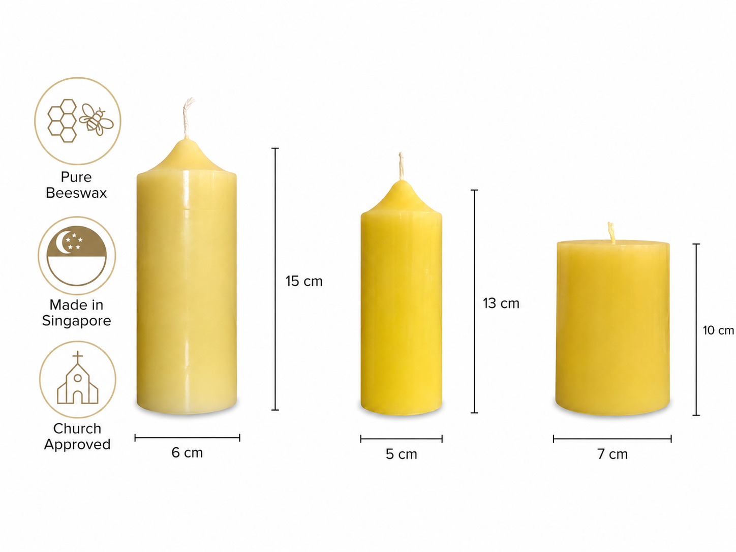 5cm Beeswax Pillar Altar Candle