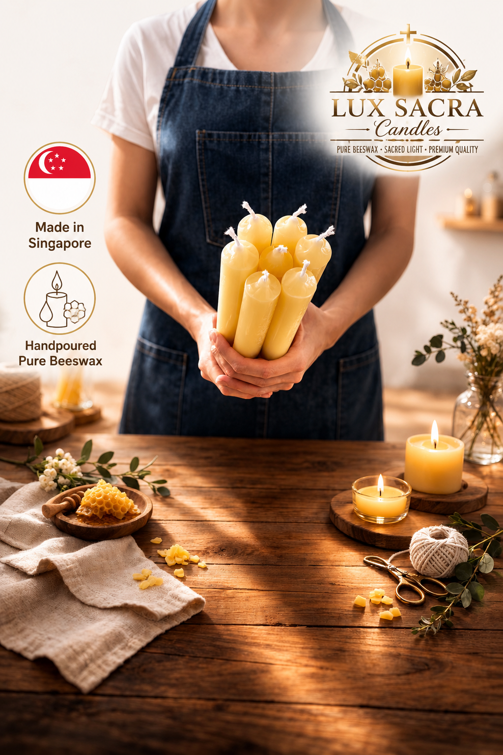 4cm Beeswax Church Pillar Candle